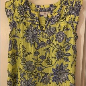 Loft Ruffle Split Neck Top